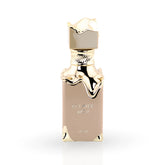 Eclaire EDP 100ml sculpted bottle in nude beige with liquid gold cap and packaging